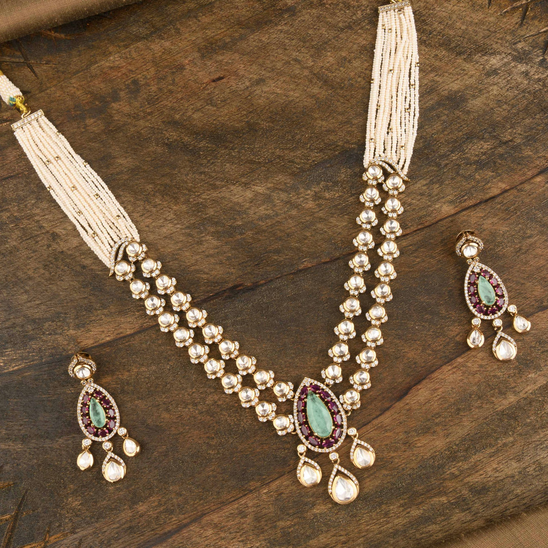 Anisha Polki and Pearl Necklace Set