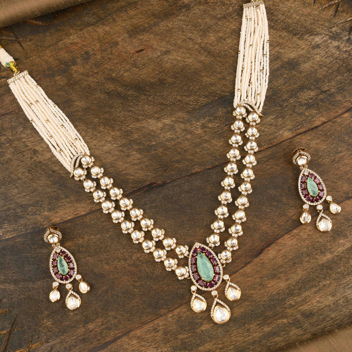 Anisha Polki and Pearl Necklace Set
