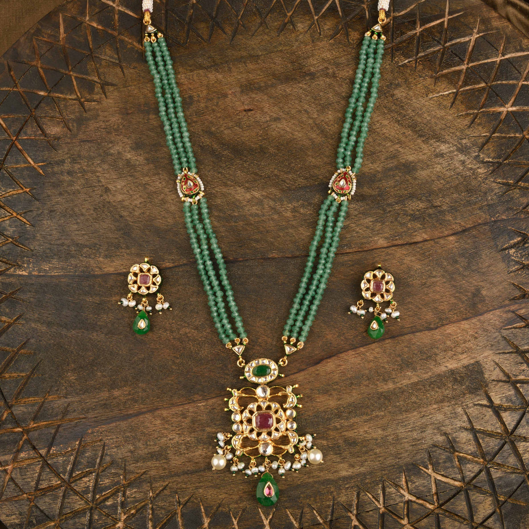 Swarna Emerald and Ruby Necklace Set