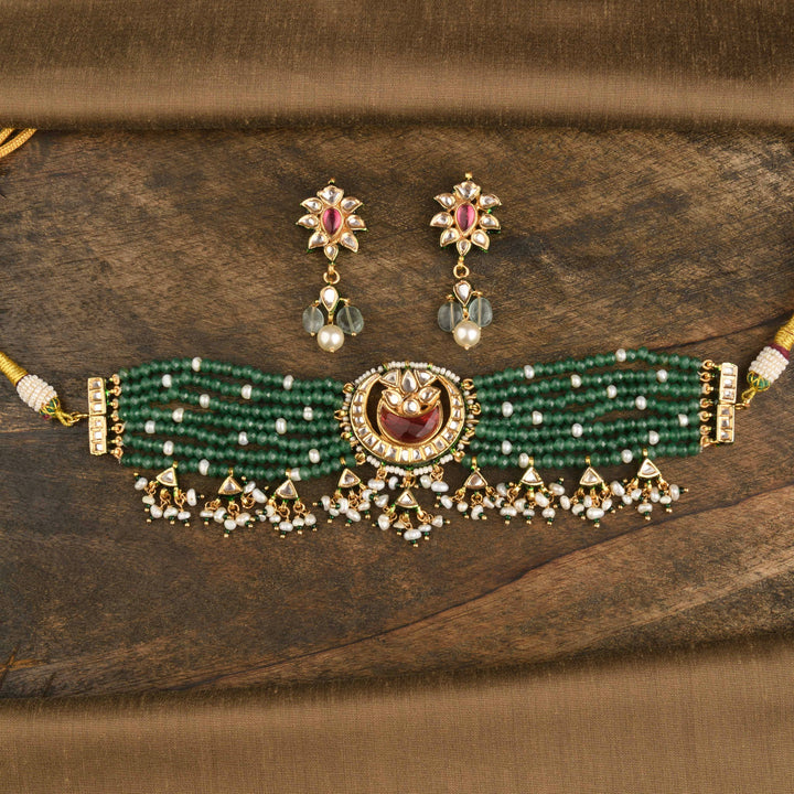 Madhuri Emerald and Ruby Choker Set
