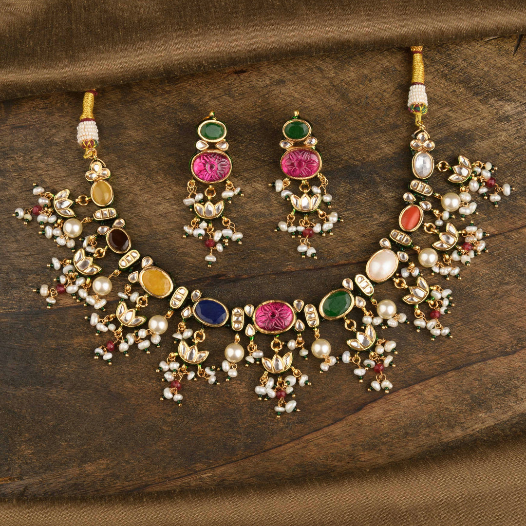 Indrani Navratan Necklace Set