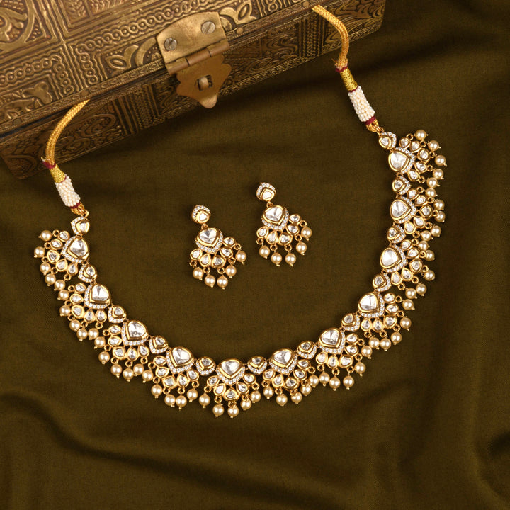 Hema Polki and Pearl Necklace Set