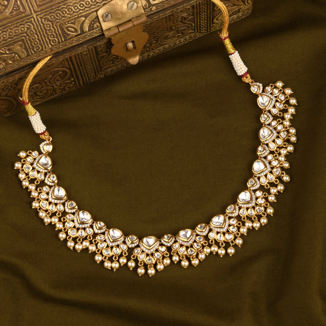 Hema Polki and Pearl Necklace Set