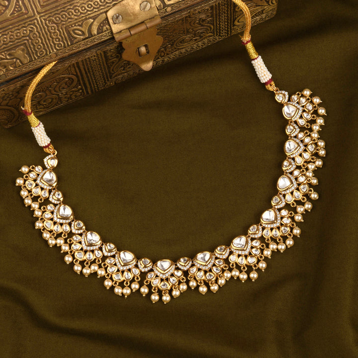 Hema Polki and Pearl Necklace Set