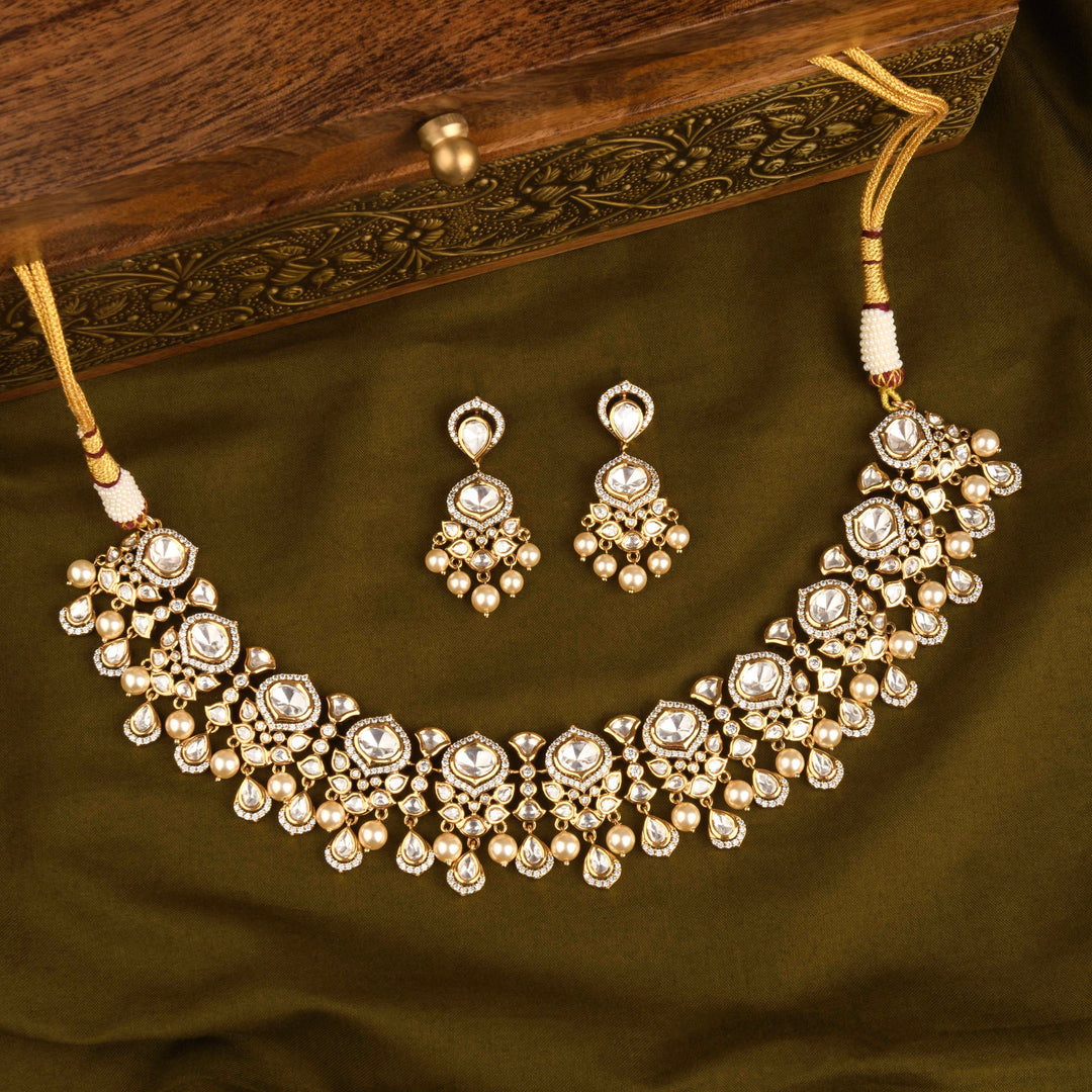 Malvika Polki and Pearl Necklace Set