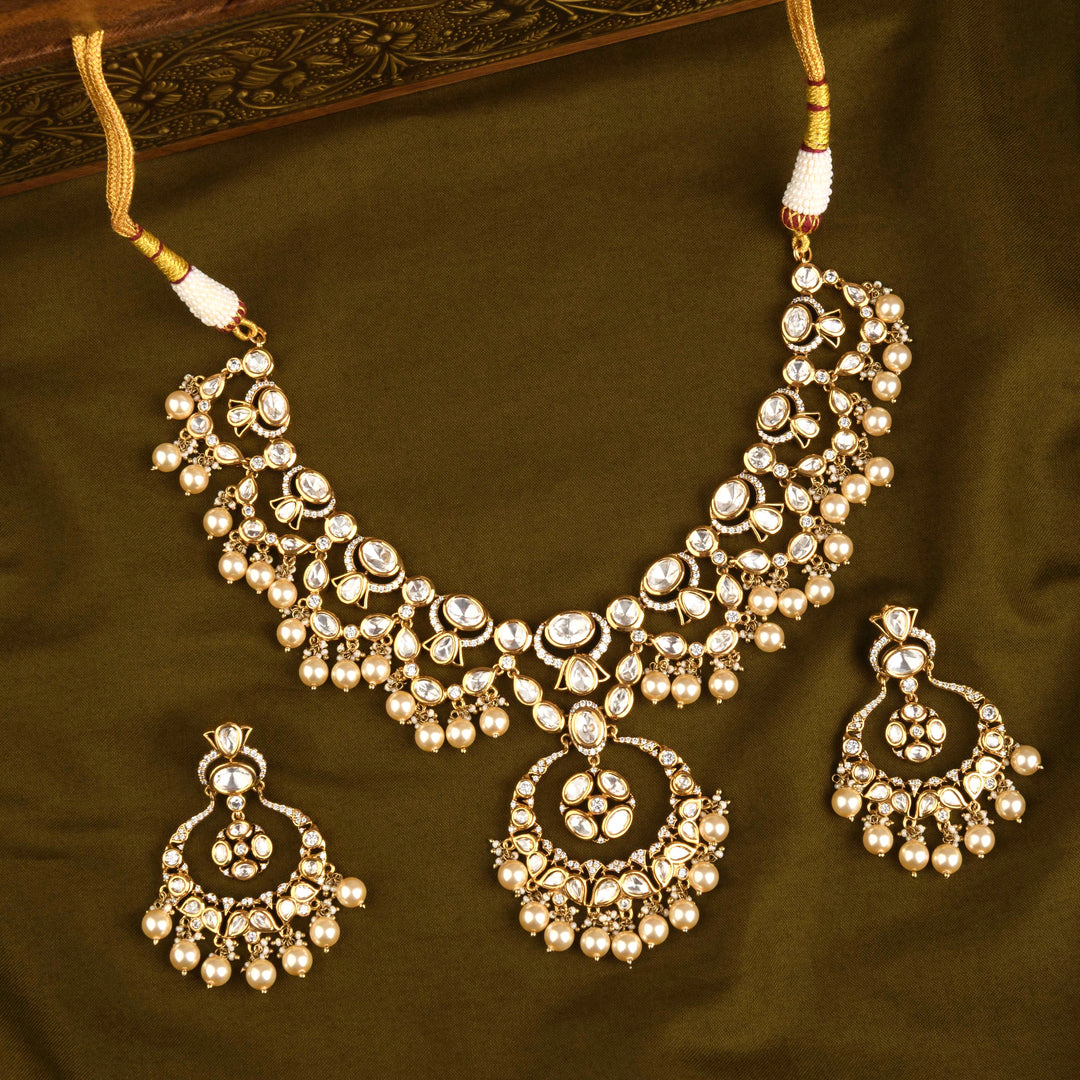 Adeena Polki and Pearl Necklace Set