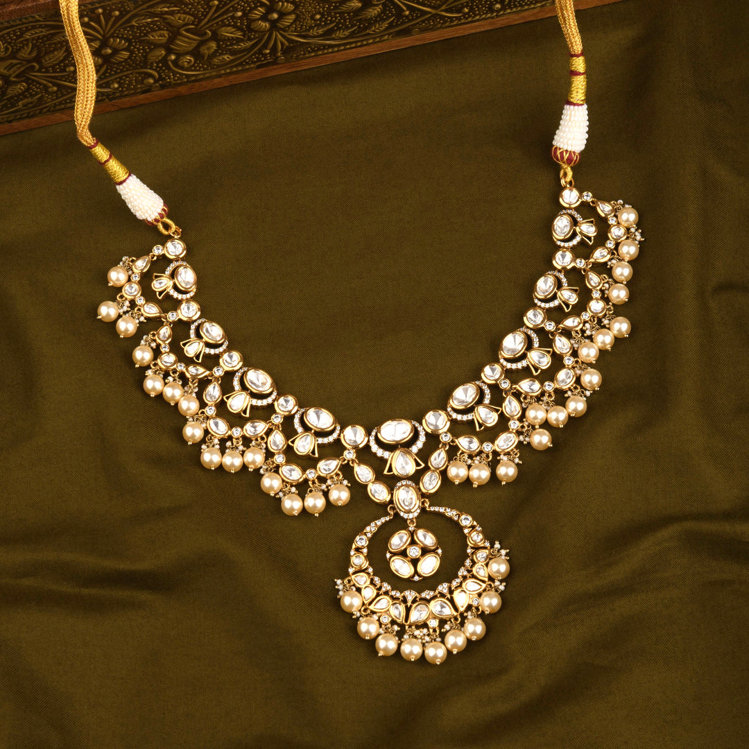 Adeena Polki and Pearl Necklace Set