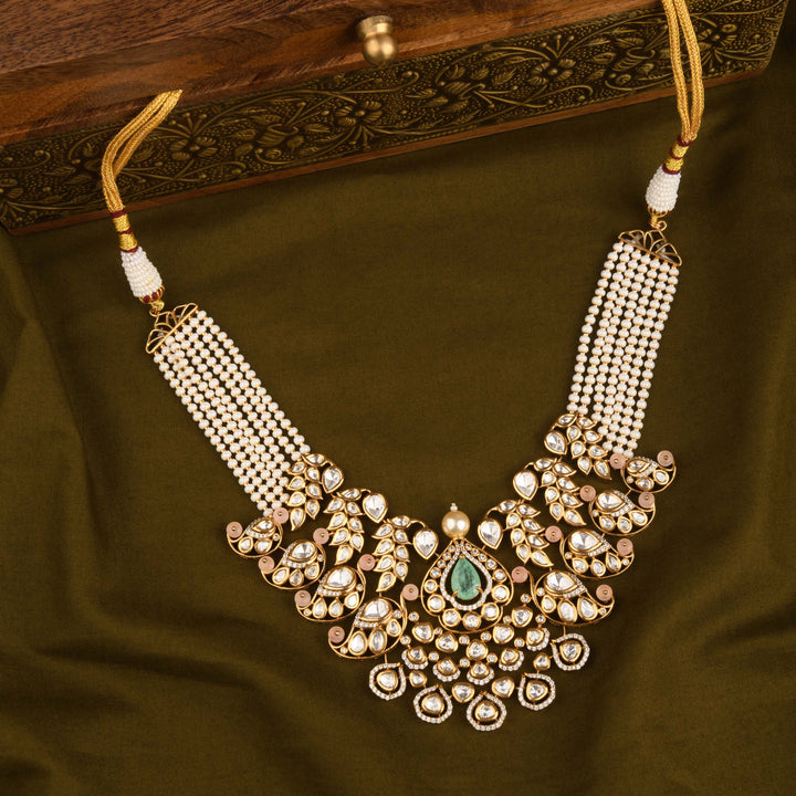 Kashaf Polki and Pearl Necklace Set