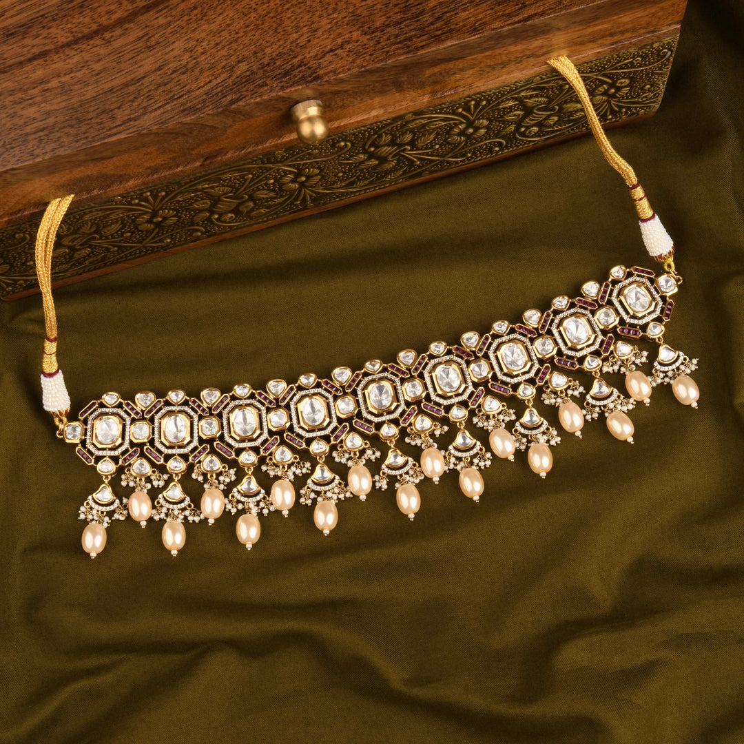 Zainab Polki and Pearl Choker Set