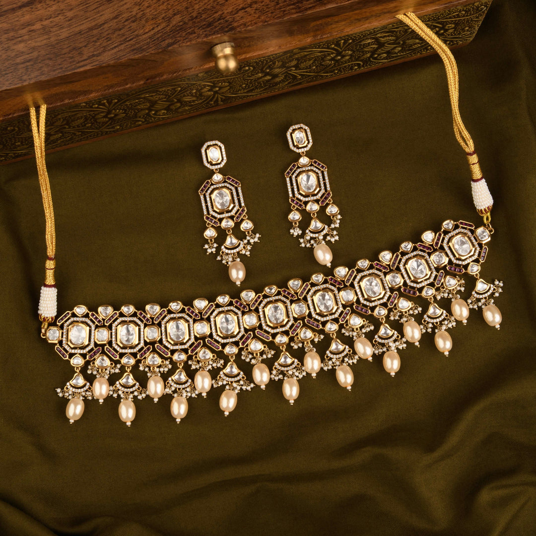 Zainab Polki and Pearl Choker Set
