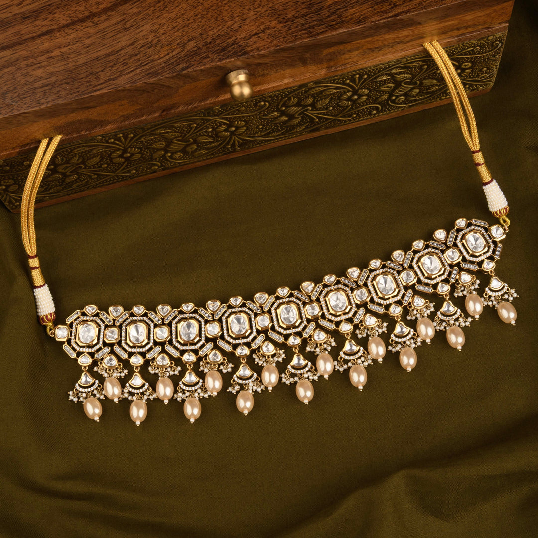 Zainab Polki and Pearl Choker Set