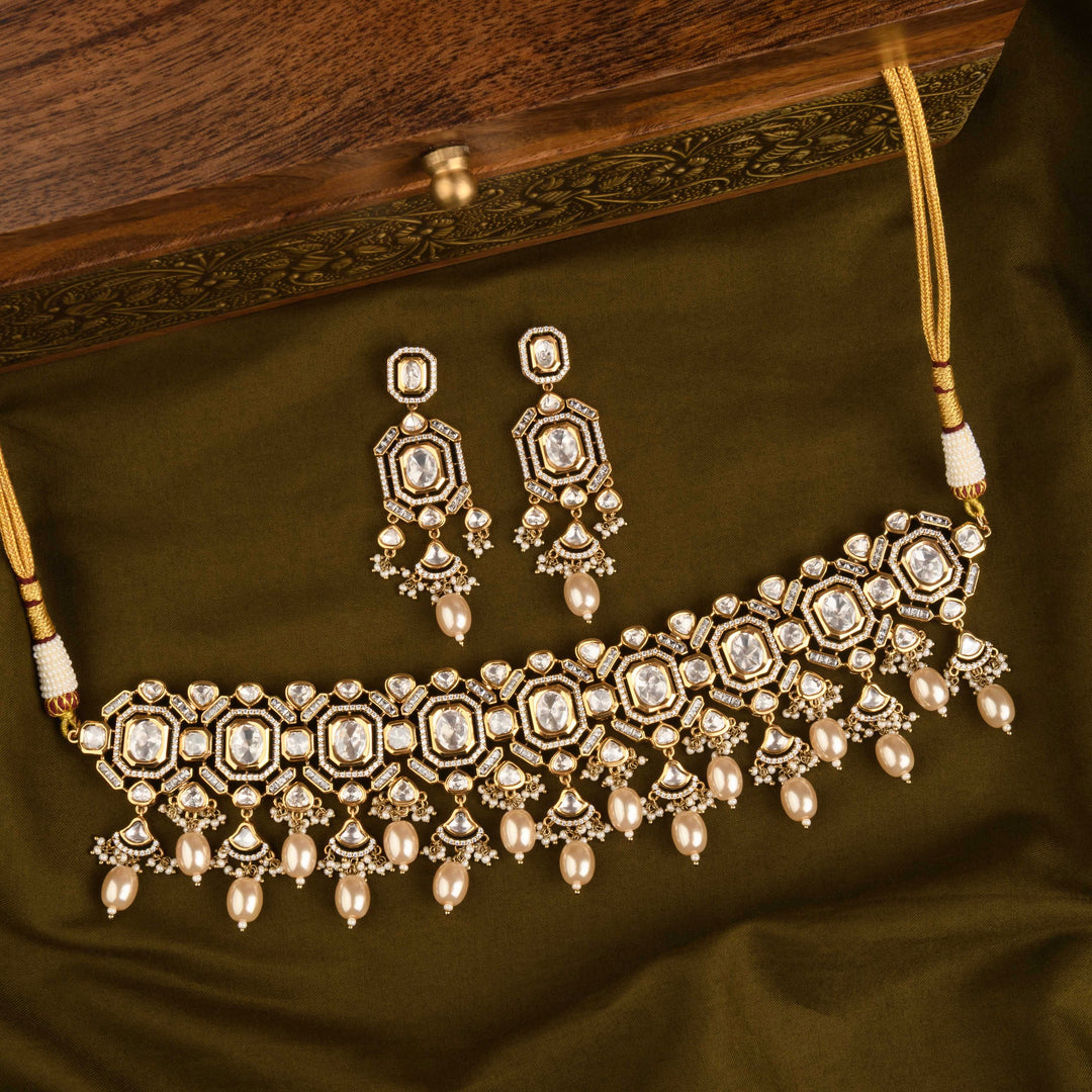 Zainab Polki and Pearl Choker Set