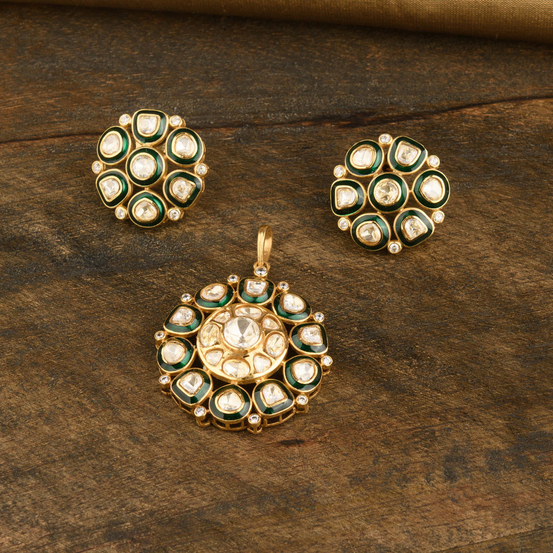 Shifa Polki Pendant Set