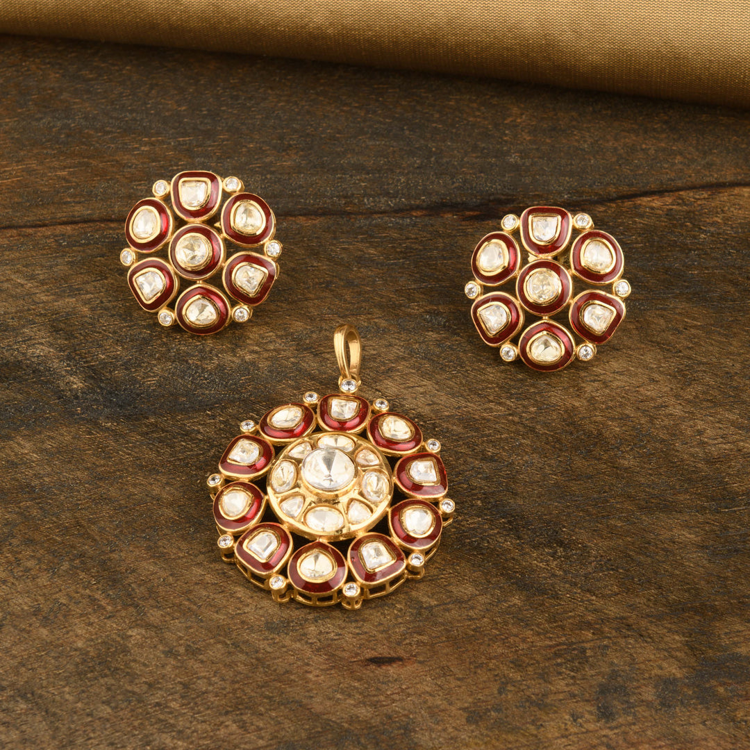 Shifa Polki Pendant Set