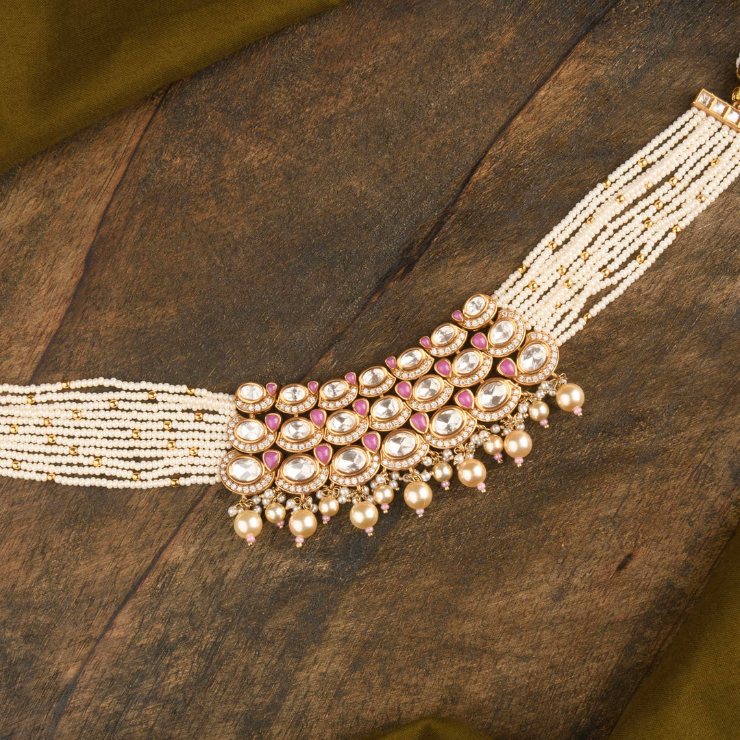 Anjum Polki and Pearl Choker Set