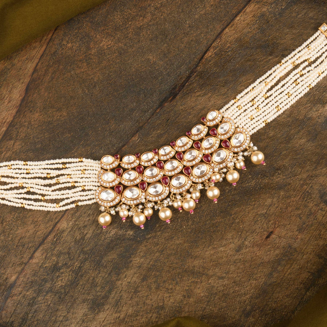 Anjum Polki and Pearl Choker Set