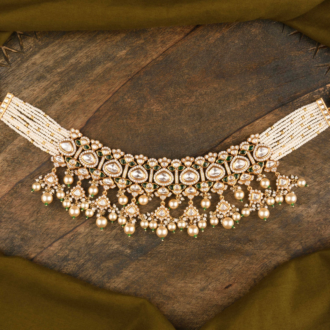 Lekha Polki and Pearl Choker Set