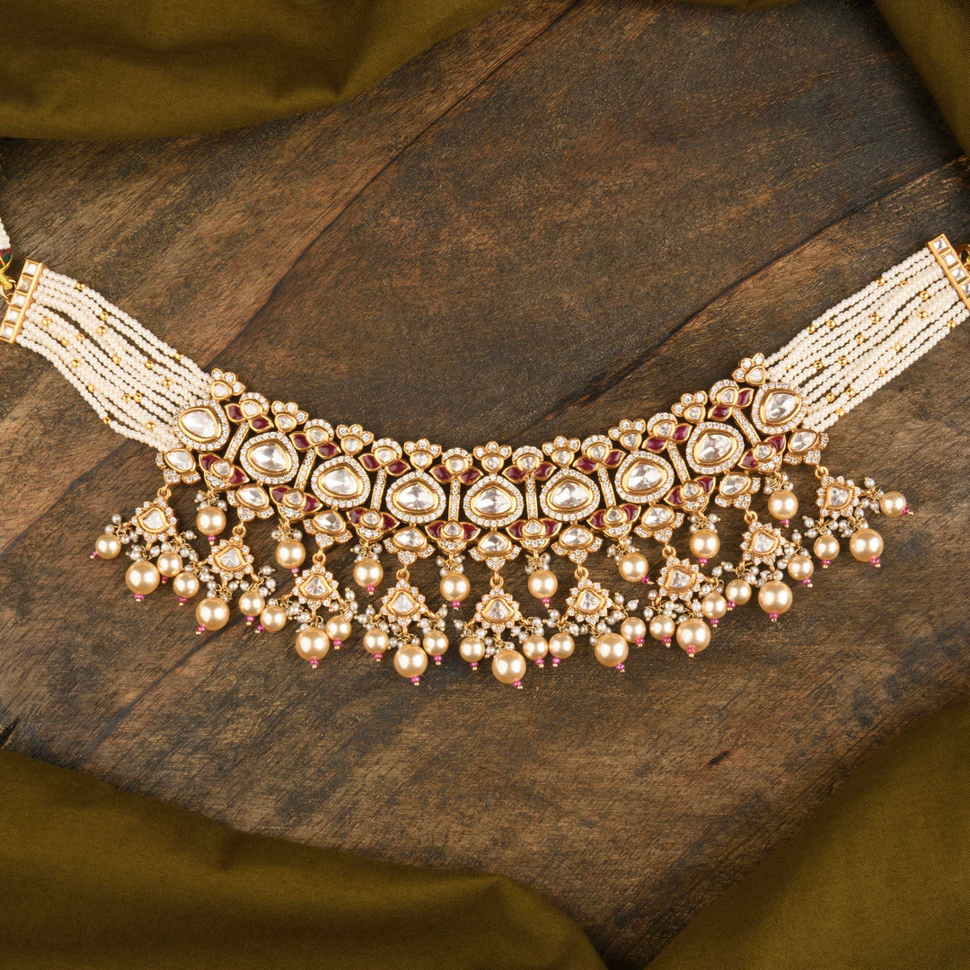 Lekha Polki and Pearl Choker Set