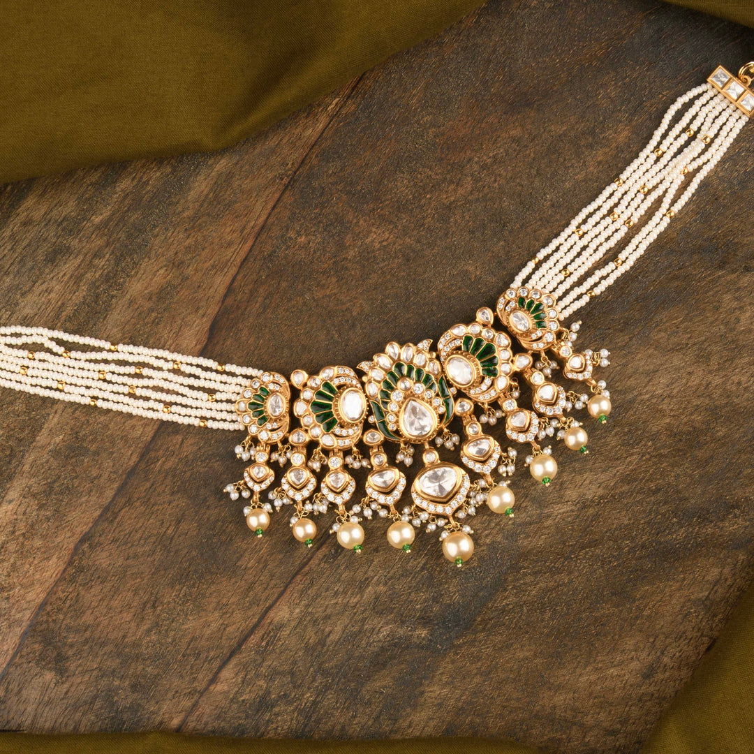Hiba Polki and Pearl Choker Set