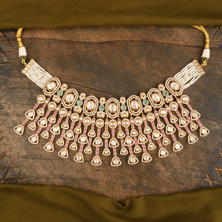 Sabah Polki and Pearl Necklace Set