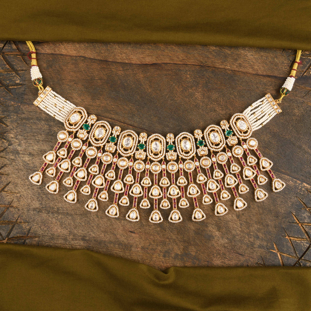 Sabah Polki and Pearl Necklace Set