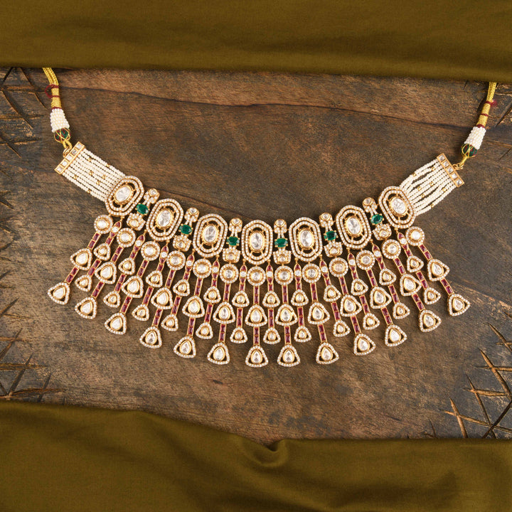 Sabah Polki and Pearl Necklace Set