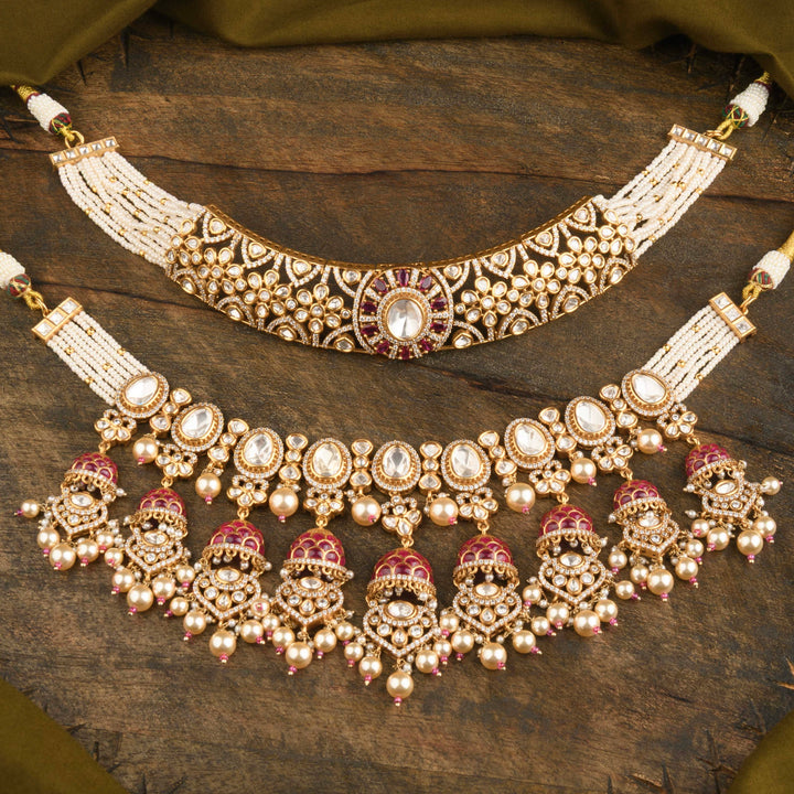 Rafia Polki and Pearl Necklace Set