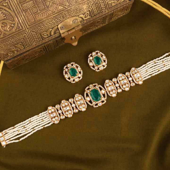 Kajal Polki and Pearl Choker Set
