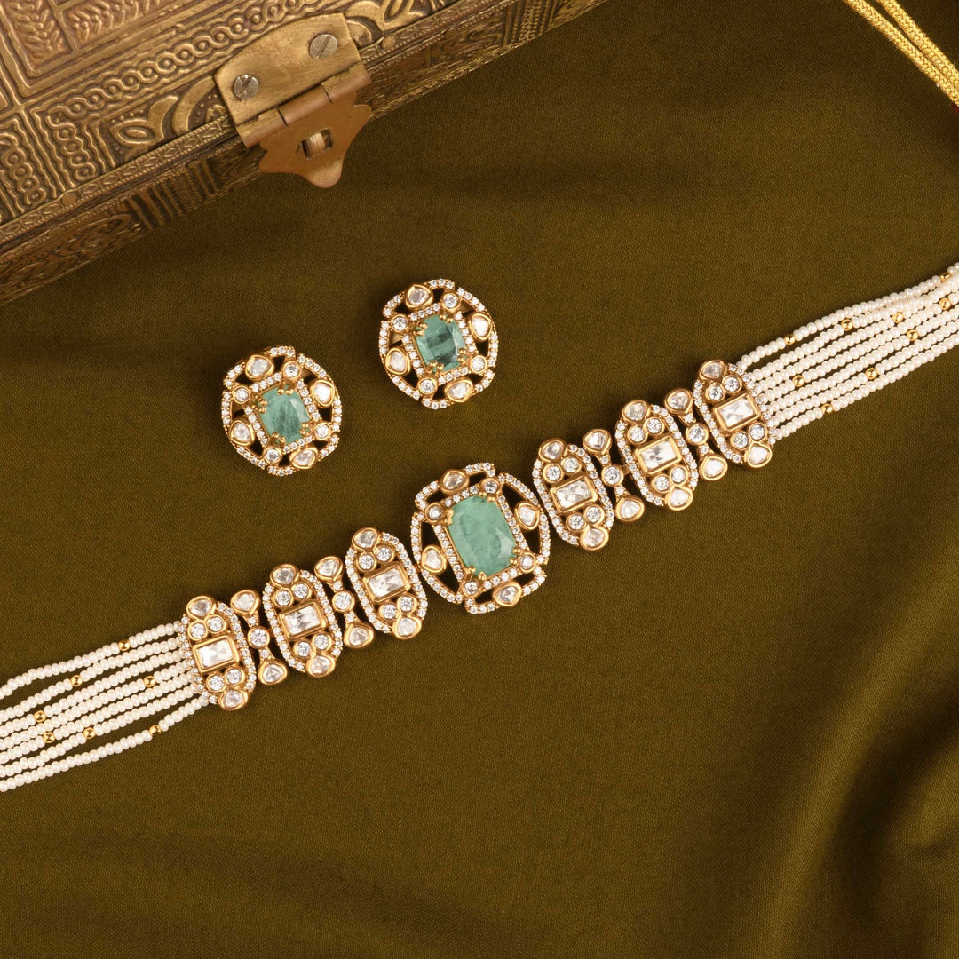 Kajal Polki and Pearl Choker Set
