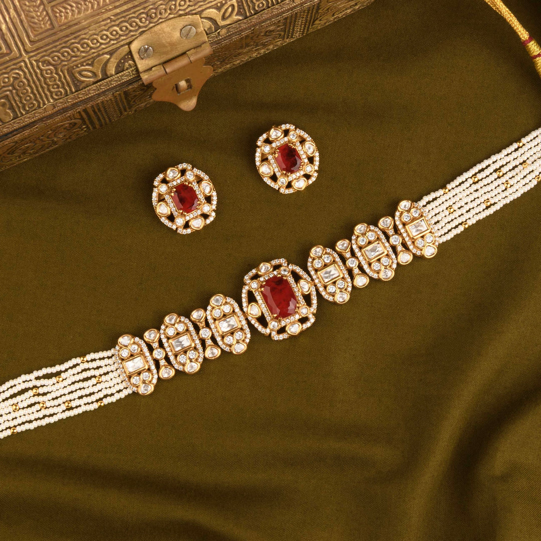Kajal Polki and Pearl Choker Set