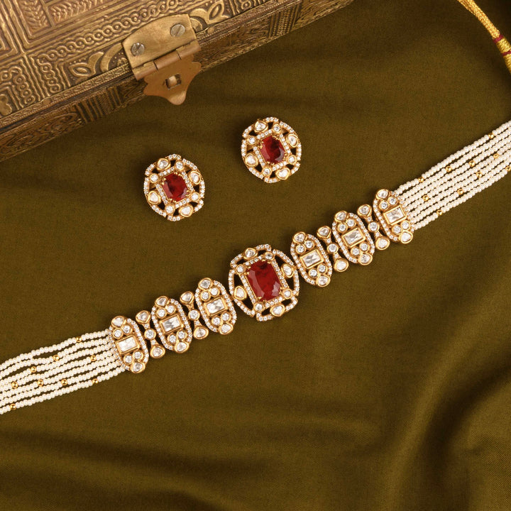 Kajal Polki and Pearl Choker Set