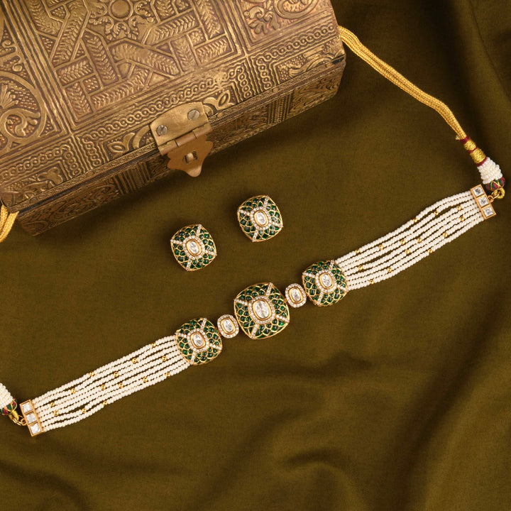 Aradhya Polki and Pearl Choker Set