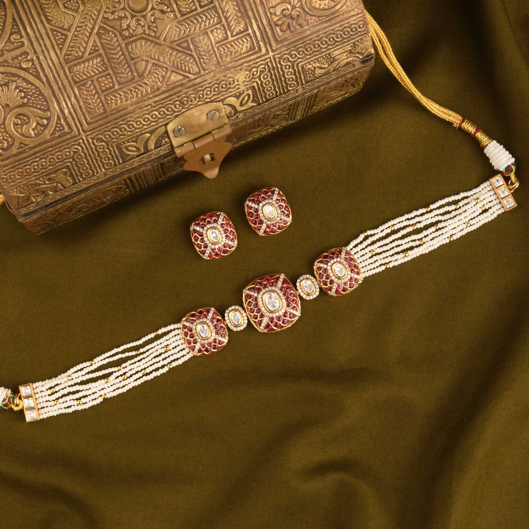 Aradhya Polki and Pearl Choker Set