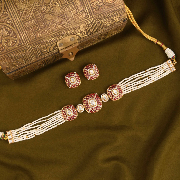Aradhya Polki and Pearl Choker Set