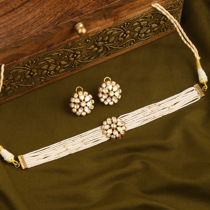 Riddhi Polki and Pearl Choker Set