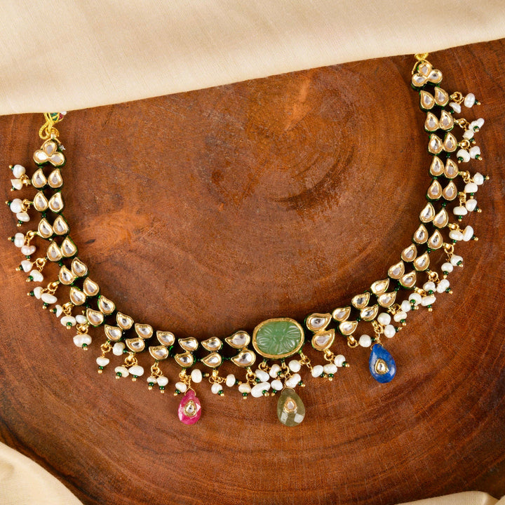 Tejas Pearl and Polki Necklace Set