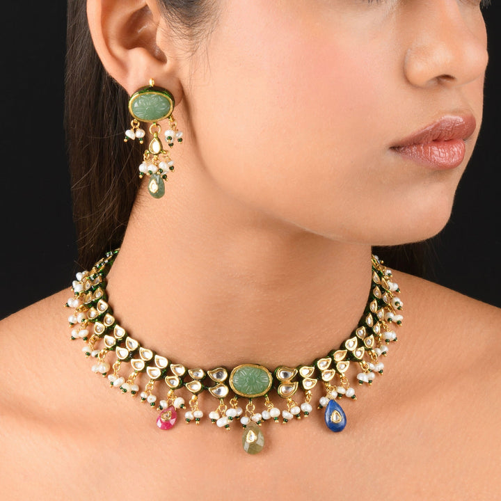 Tejas Pearl and Polki Necklace Set