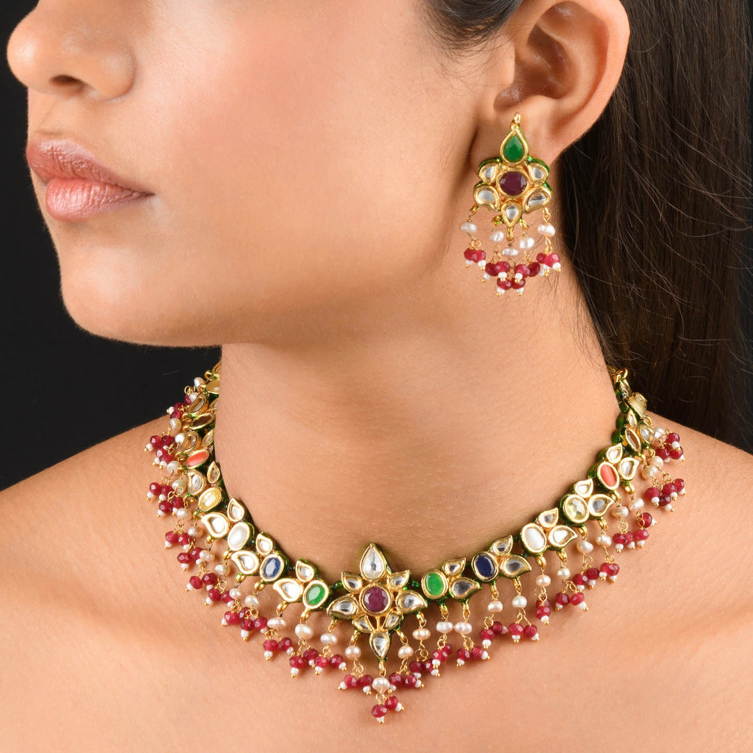 Trupti Pearl and Polki Necklace Set