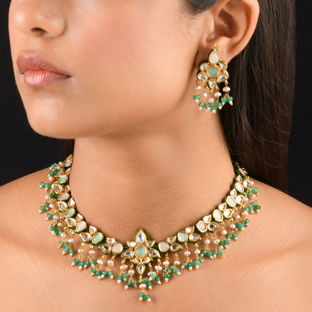 Trupti Pearl and Polki Necklace Set