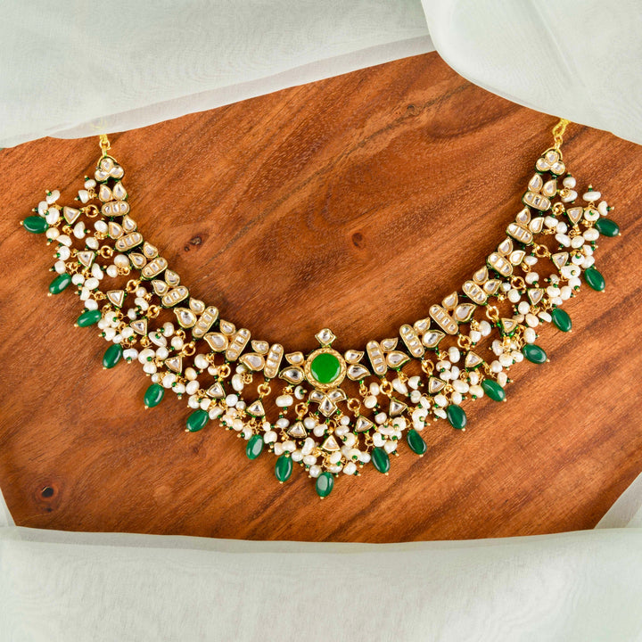 Jiya Pearl and Polki Necklace Set