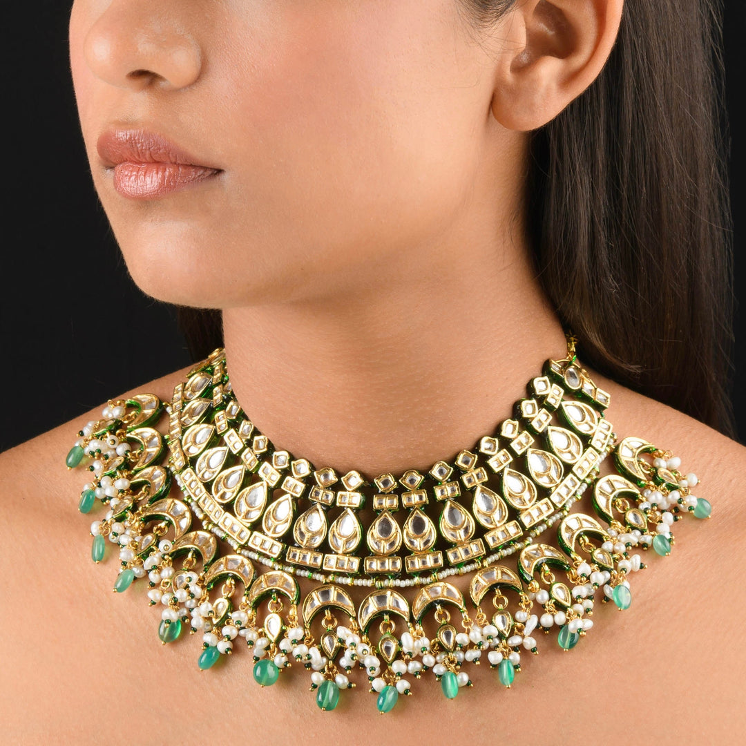 Nitya Pearl and Polki Necklace Set