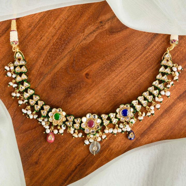 Sukanya Pearl and Polki Necklace Set