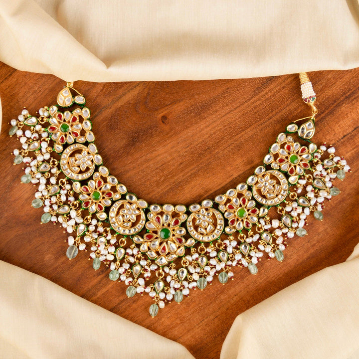 Netra Pearl and Polki Necklace Set