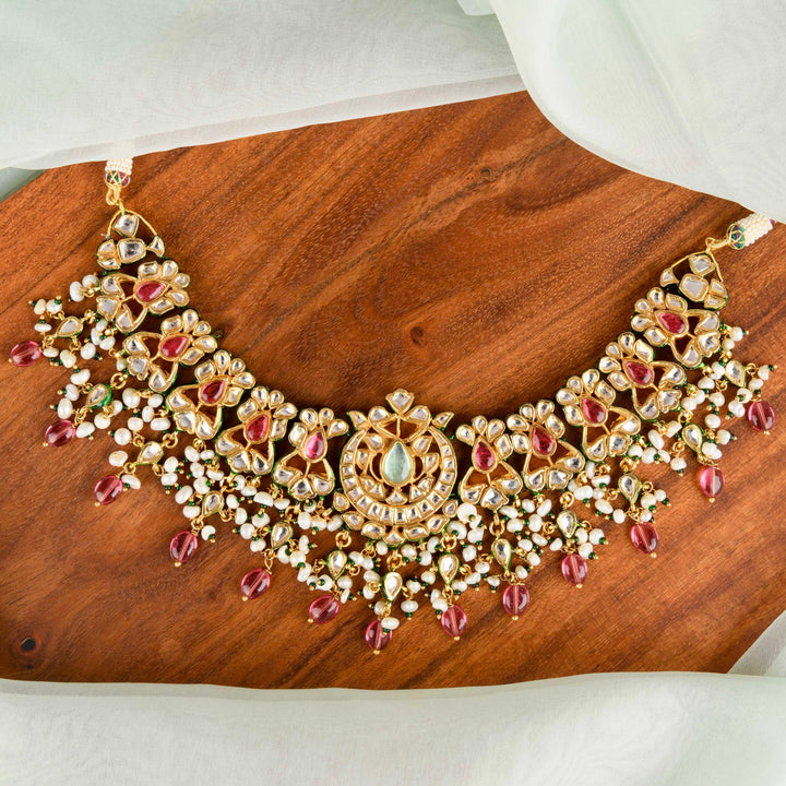 Prisha Pearl and Polki Necklace Set