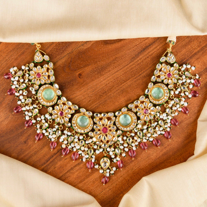 Jaisvi Pearl and Polki Necklace Set