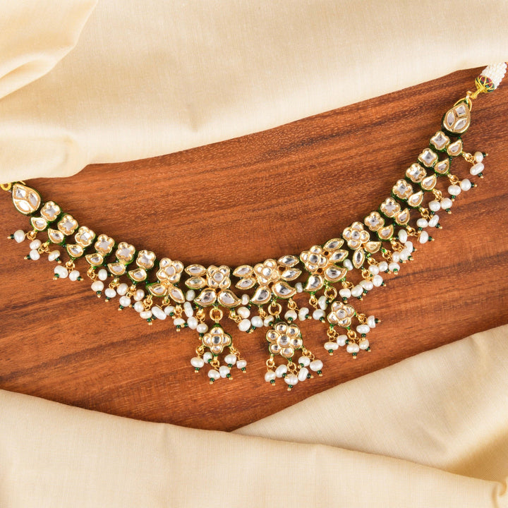 Manvi Pearl and Polki Necklace Set