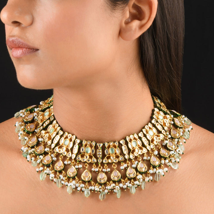 Keerat Pearl and Polki Necklace Set