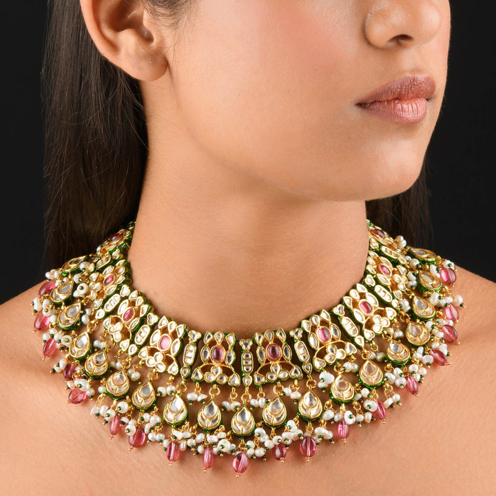 Keerat Pearl and Polki Necklace Set