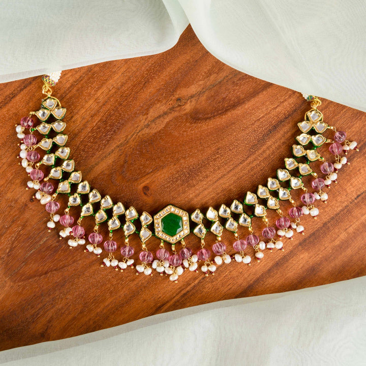 Dhwani Pearl and Polki Necklace Set