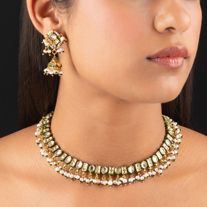 Kavya Pearl and Polki Choker Set